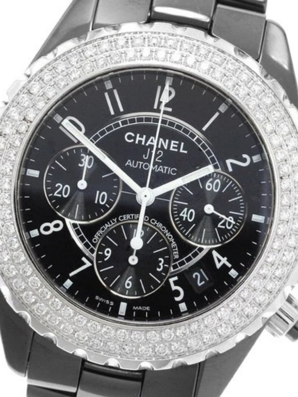 CHANEL J12 Chronograph double diamond bezel Automatic Men's Watch_902281